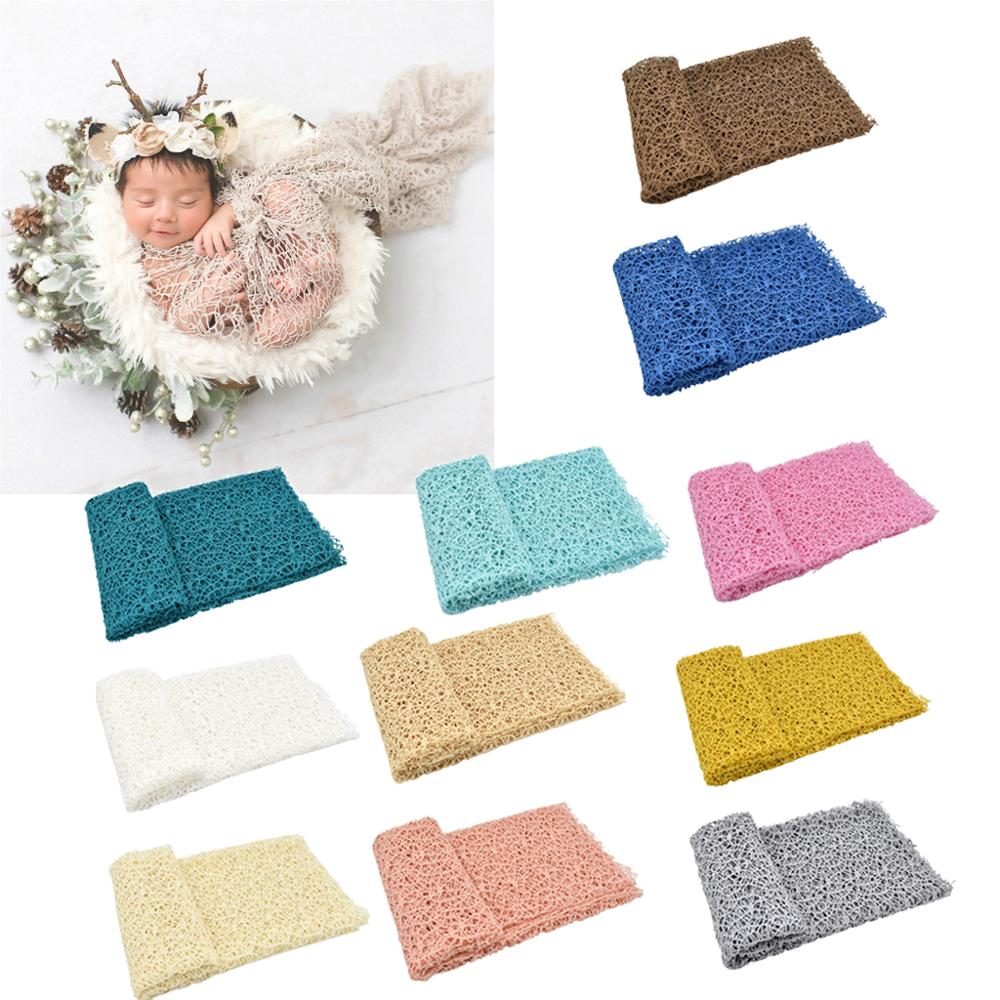 -né Stretch enveloppement photographie accessoires tricot tissu évider Swaddle couverture pour bébé Photo accessoires