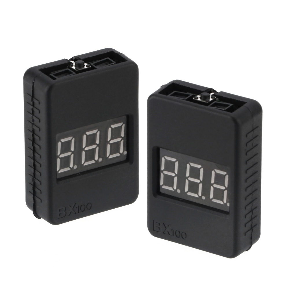 1 /2 pcs BX100 1-8S Lipo Battery Voltage Tester/ Low Voltage Buzzer Alarm/ Battery Voltage Checker with Dual Speakers: Red