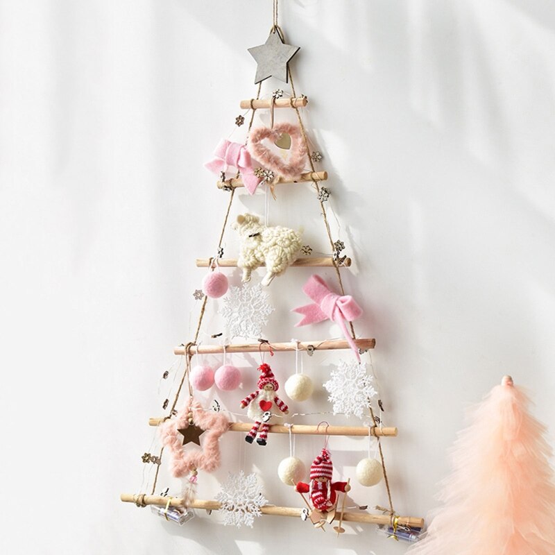 Nordic Stijl Diy Houten Kerstboom Kunstmatige Nep Kinderen Ornamenten Muur Opknoping Decoratie Voor Thuis Nieuwjaar