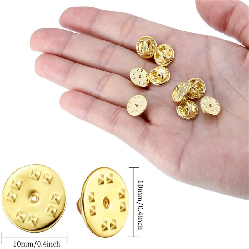 100 stücke Gold Rhodium Farbe Kupfer Nagel Krawatte Tack Revers Pin Zurück Kupplung Streuen Schmetterling Verschluss Squeeze Abzeichen Halter DIY schmuck