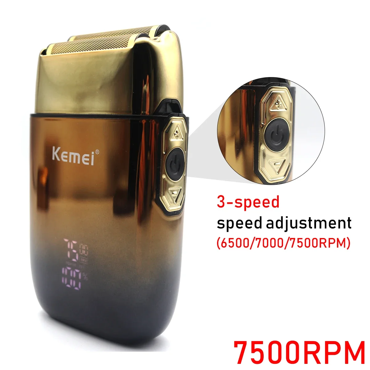 Kemei-KM-TX10 Scheermachine voor heren Dubbele foliemesjes USB Snel opladen LED-display Professionele tondeuse Haarsnijmachine