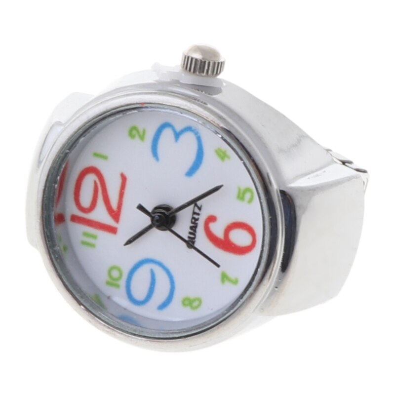 Movement Quartz Finger Ring Watch Dial Round Arabic Stainless Steel