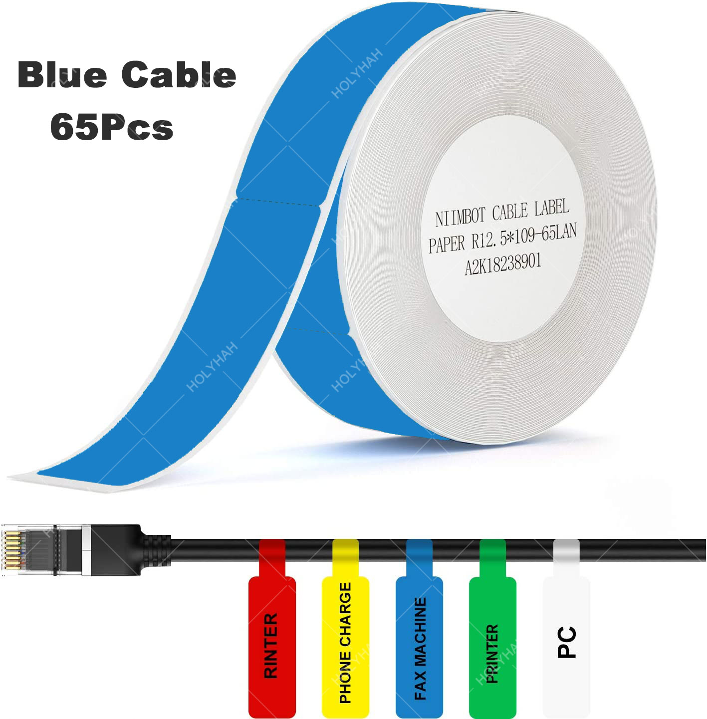 Niimbot D11 D110 D101 Mini Label printer paper Printing Label Waterproof Anti-Oil Price Tape Scratch-Resistant Label Sticker: Blue Cable Label