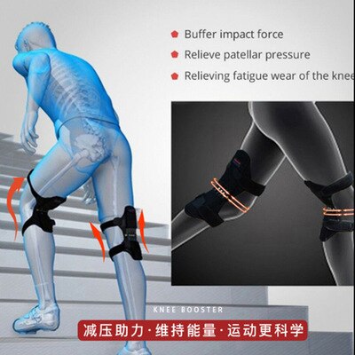 Rodillera de soporte de resorte de acero al carbono, almohadilla estabilizadora de potencia para correr, rodillera, rodillera de protección para rodilla