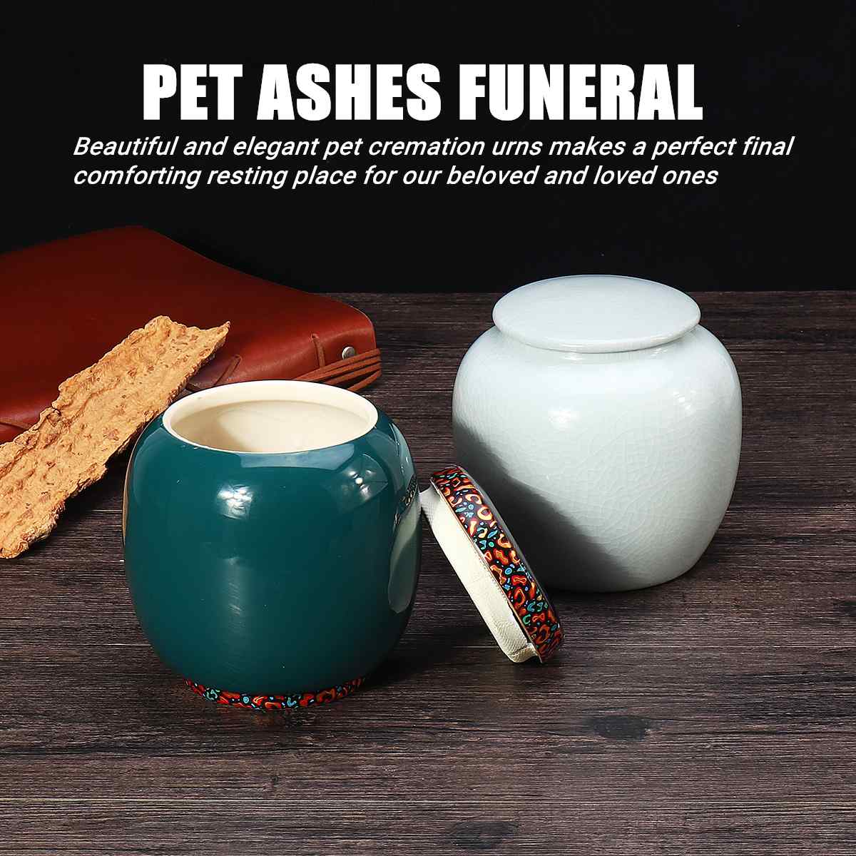 Pet Blue Glaze Ceramic Funeral for Pet Cremation Urn Pets Urns Cremation-Urn Memorial Ashes-Holder Casket Funeral