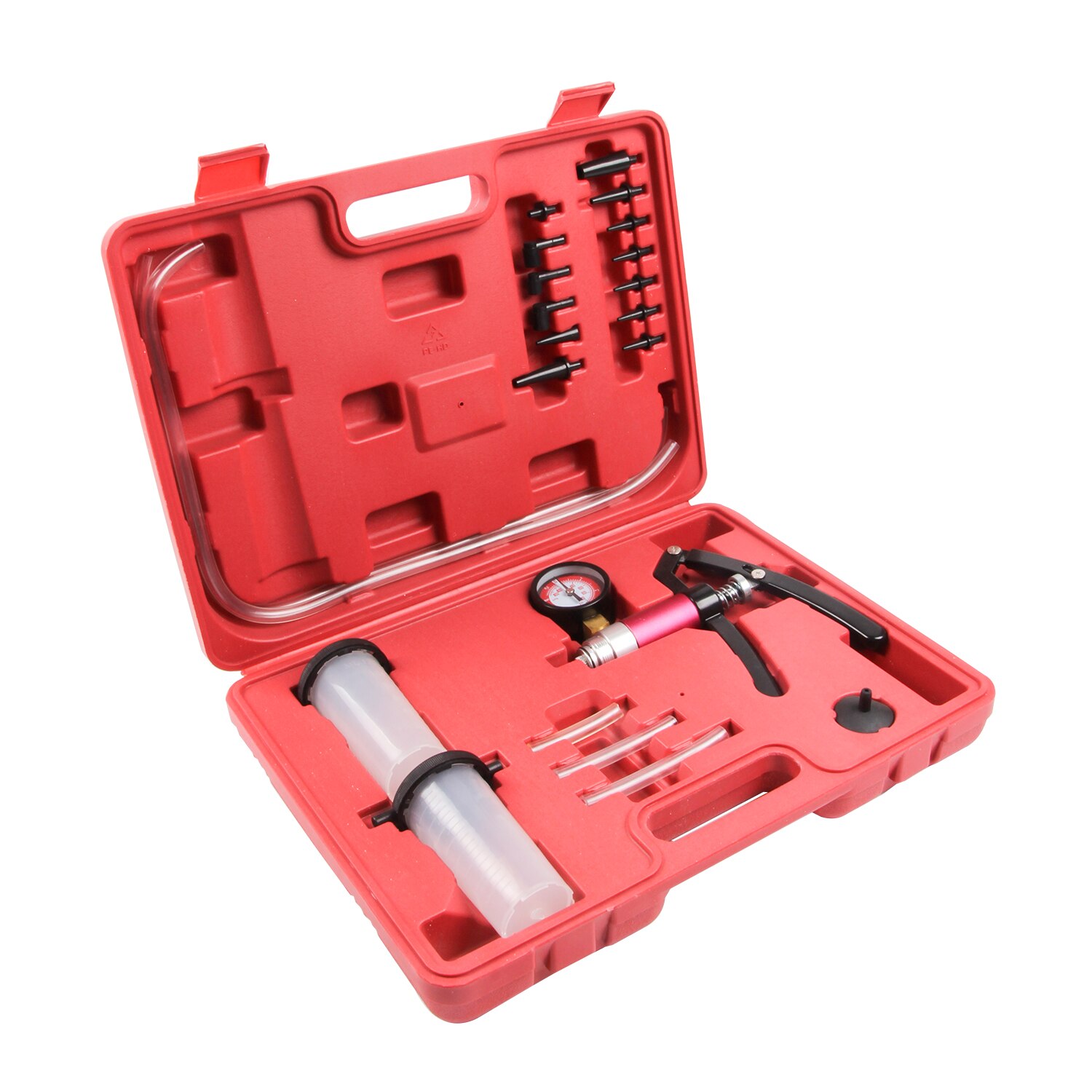 Car Auto Hand Held 21Pcs 2in1 Vacuum Pressure Pump Brake Fluid Reservoir Tester Vacuum Bleed Test Kit Brake Bleeder Tester Set