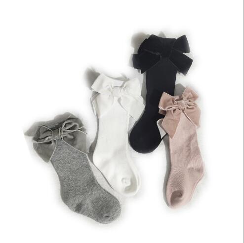 0-5 Jaar Herfst Winter Kinderen Meisjes Boog Tube Sokken Pure Kleur Kids Flanel Kids Sok