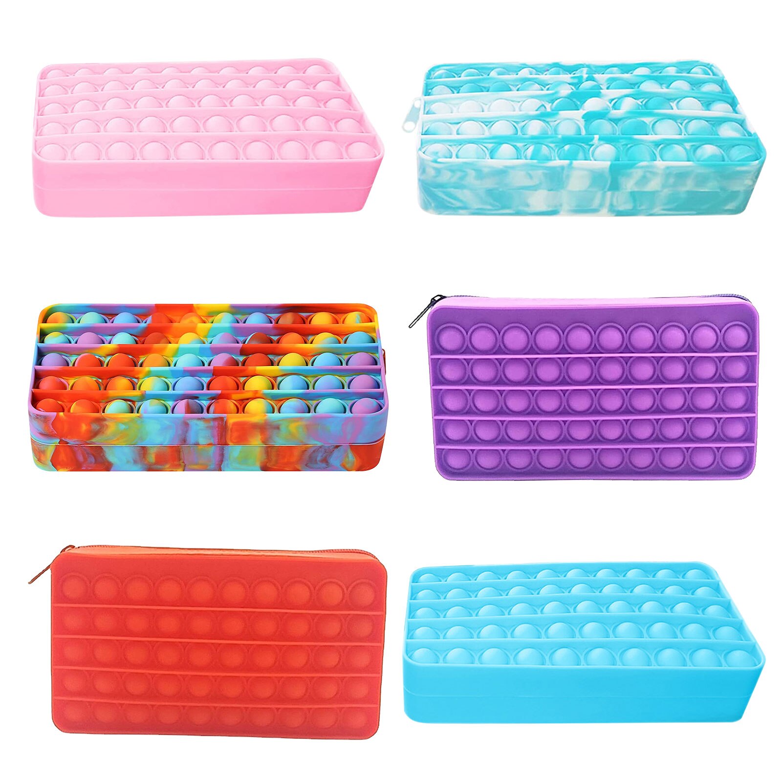 Caja de lápices para aliviar el estrés para niños, juguete antiestrés, caja de papelería de burbujas, juguete sensorial