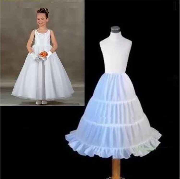 Formal 3 Hoops A-Line Children Kids Underskirt White Petticoats Cheap Wedding Underdress Accessories Crinolines Petticoat
