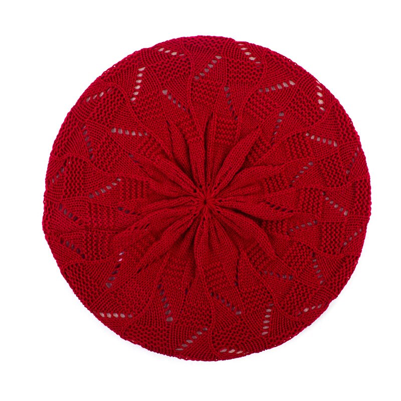 Women's Berets Autumn Knitted Acrylic Beret Hat for Female Womans French Artist Red Berets boinas para mujer GS113C: Dark Red