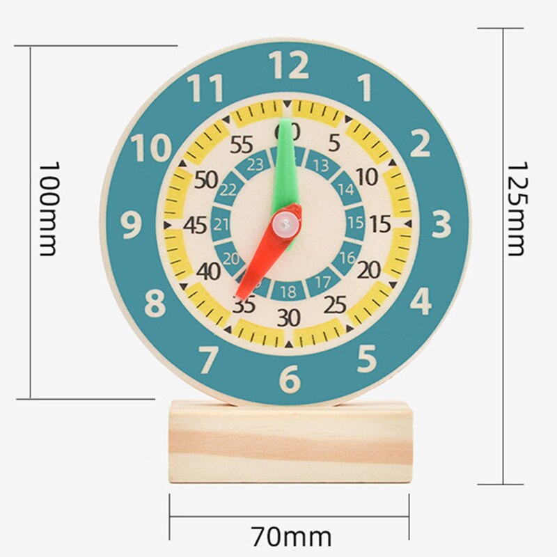 FrüHenne Bildung freundlicher Uhr Lehrmittel Holz Uhr Schüler Mathematik Lehrbuch Lehre Uhr Modell Spielzeug