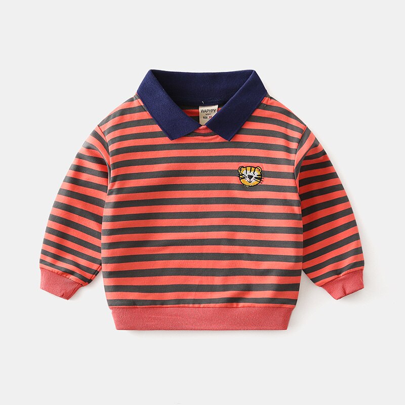 Moletom masculino com gola de gola para garotos lama, pulôver casual de algodão com gola, roupa para crianças primavera e outono: Orange / 3T