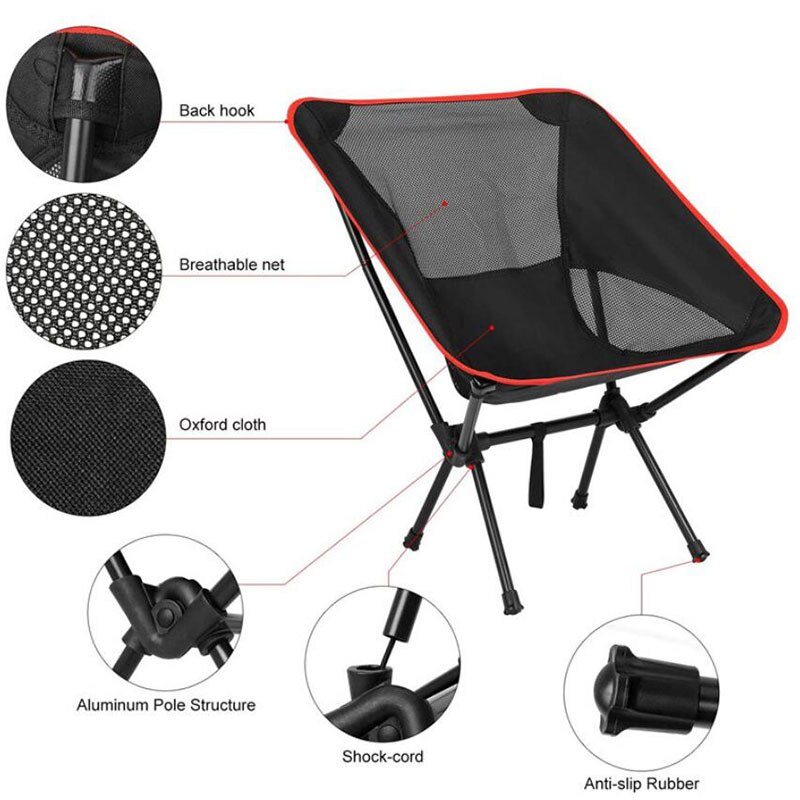 Chaise pliante de Camping Portable Ultra légère, sac de rangement pliable pour Camping en plein air randonnée