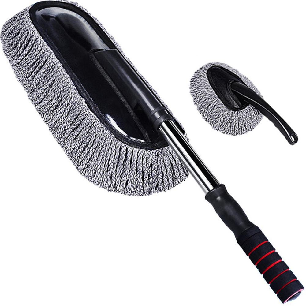 Bilvask rengjøringsbørste mikrofiber støvtørking støvsuger støvmopp hjemmerengjøringsutstyr bilmopp blå en stor en liten: Grå
