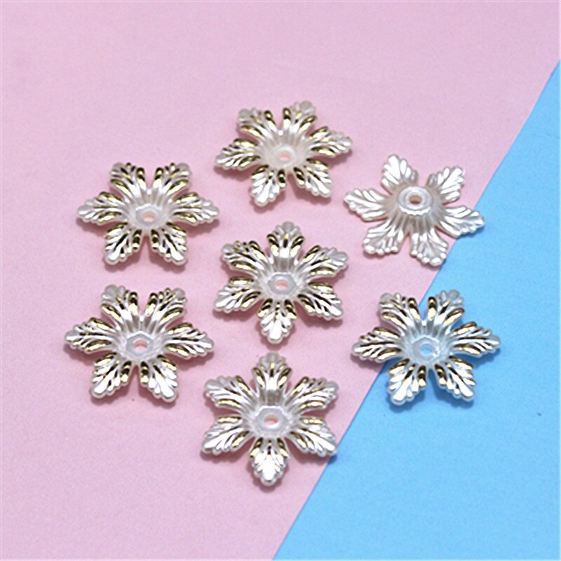 50 pcs 28mm résine ABS ivoire fleur d'or imitation perles à plat Cabochon bijoux à bricoler soi-même Scrapbooking artisanat