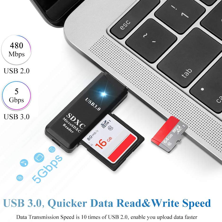 Onvian-lector de tarjetas USB 3,0 SD TF/Micro SD Flash Adaptador de Tarjeta de Memoria concentrador de ranura Dual de 5Gbps, lector de tarjetas OTG de alta velocidad