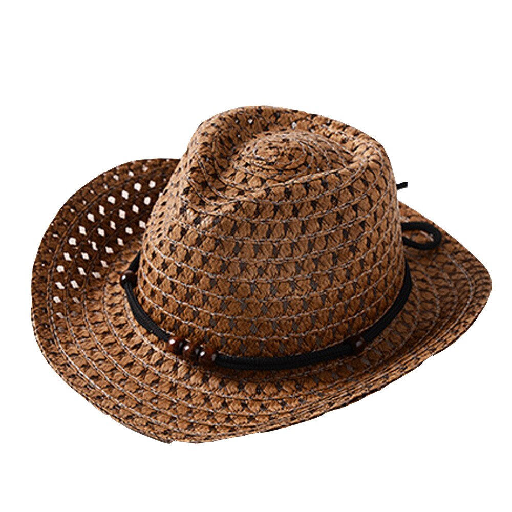 Lonsant Di Estate Del Cowboy Cappello Di Paglia Per I Bambini Solido Tessitura Dolce Retro Kid Protezione Di Zon Strand di: Coffee 