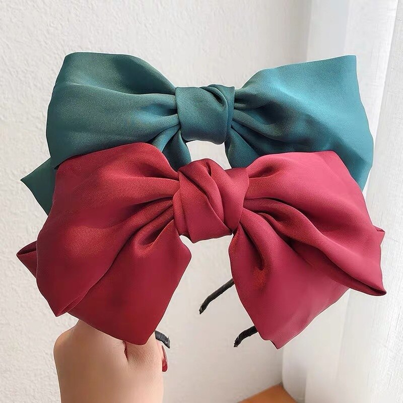 Mode Meisjes Haarbanden Big Bows Hair Lint Vrouwen Satijnen Haarband Paardenstaart Leuke Hoofdbanden Haar Accessoires Voor Dagelijks