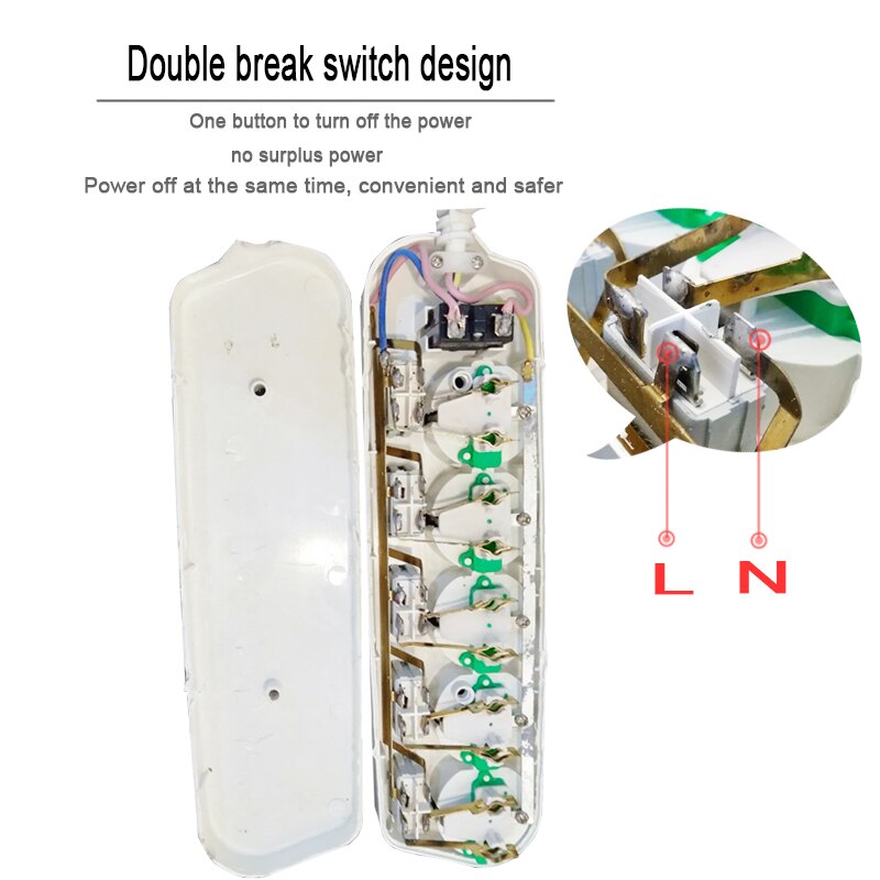 Electrical Socket 16A 250V Switch Separate Control 6AC EU Outlets Socket Germany Power Plug Multiple Power Sockets