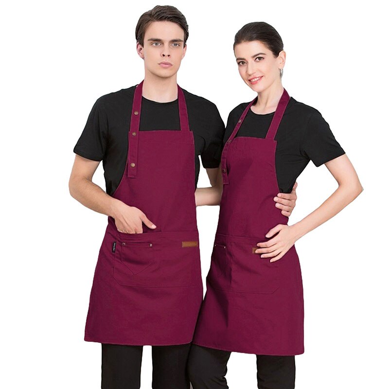 Unisex Werk Schort Voor Chef Verstelbare Kapper Schorten Keuken Uniformen Ober Werkkleding Food Service Restaurant Cook Bib: Red Apron