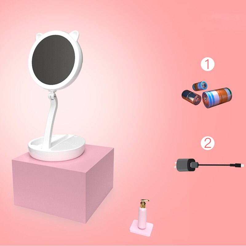 Makeup Mirror with LED Vanity Mirror, nified Collapsible Mirror, Battery-Powered Stand for Desktop Bedroom Travel