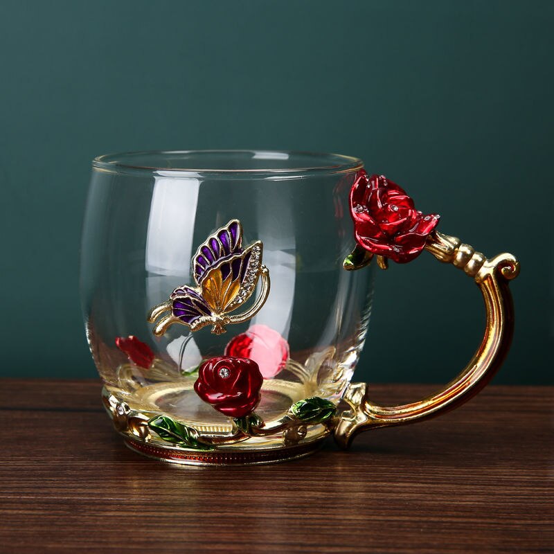 Home water cup heat-resistant glass tea cup coffee cup flower tea cup wine glasses whiskey glass water bottle: B330ml