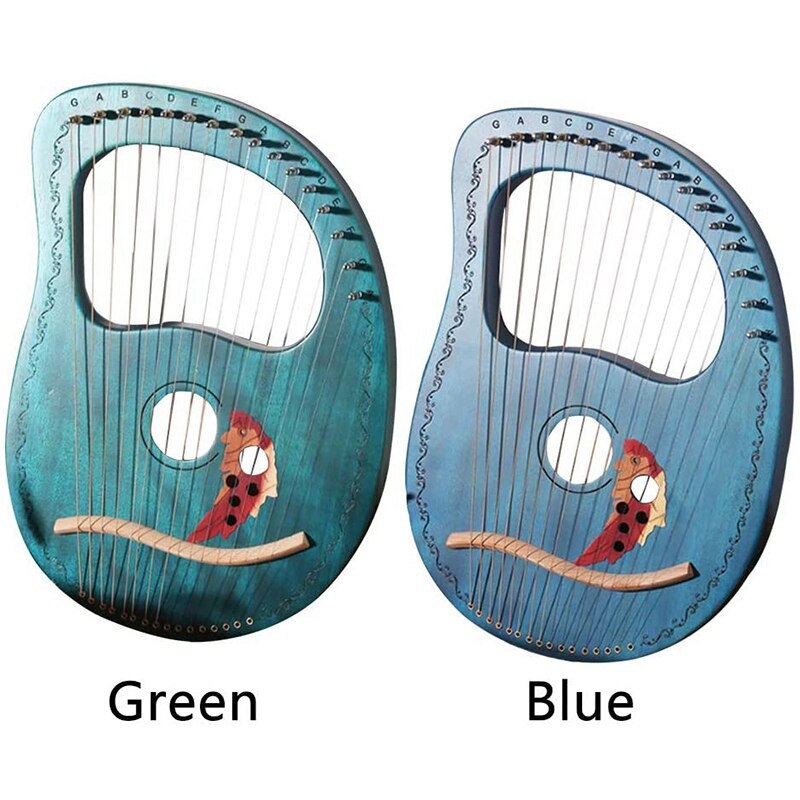 Lyre Harp 16 cuerda Harp Heptachord madera sólida Lye Harp con llave para afinar el para los amantes de la música principiantes, Verde