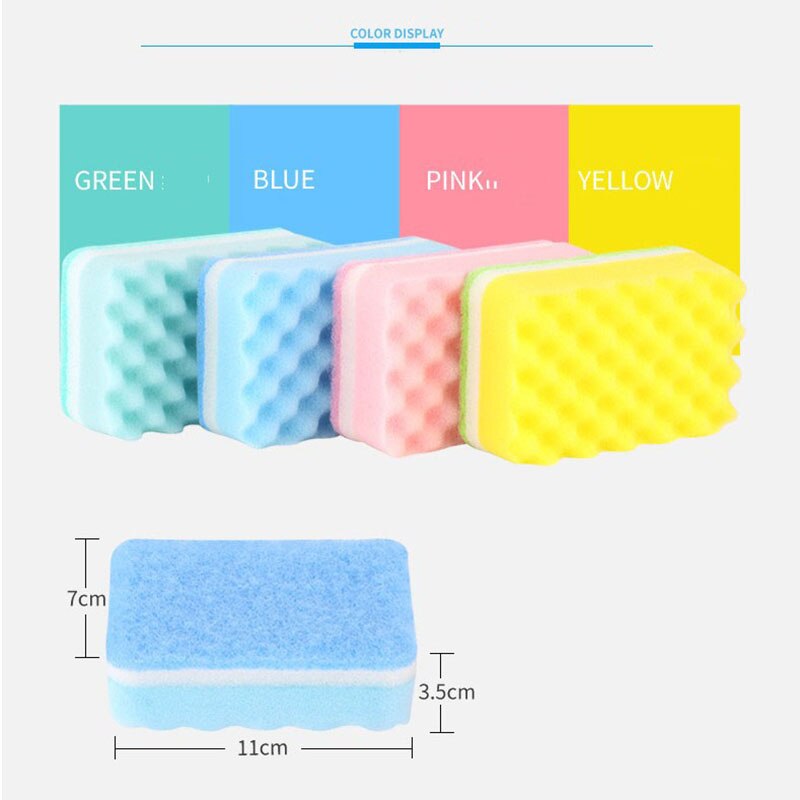 5Pcs/Set Thick Sponge Strong Decontamination Dish Washing Cloth Kitchen Cleaner Sponges Scouring Pads Kitchen Gadget