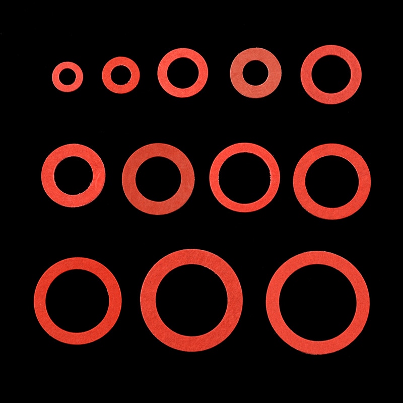 600pcs 12 Sizes Red Steel Paper Fiber Flat Washer Kit Insulation Washer Gasket Nut &amp; Bolt Set Flat Ring Seal Assortment Kit