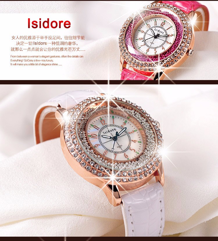 Runer Vrouwen Strass Horloge luxe Lederen vrouwen Horloges Vrouwen Jurk Horloge armband horloge vrouwen