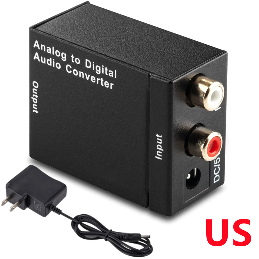 ADC Analog zu Digital Audio Konverter RCA zu Optische Toslink Audio Adapter Analog Digital Fiber Toslink Koaxial Audio Konverter: Black