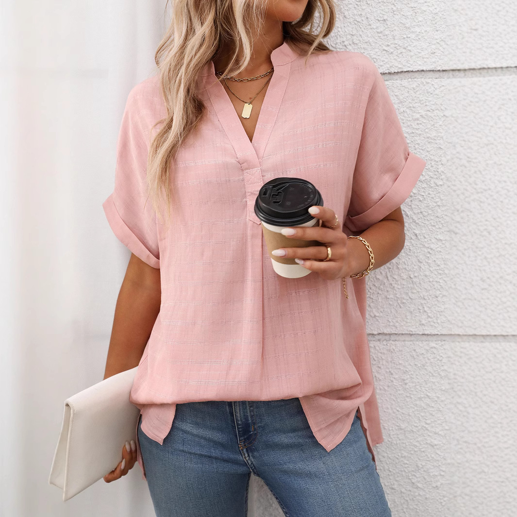 Afslappet bluse dame skjorter og bluser løse toppe til kvinder tøj pink grøn sort hvid bluser til kvinder bluse femme: Xxl / Lyserød