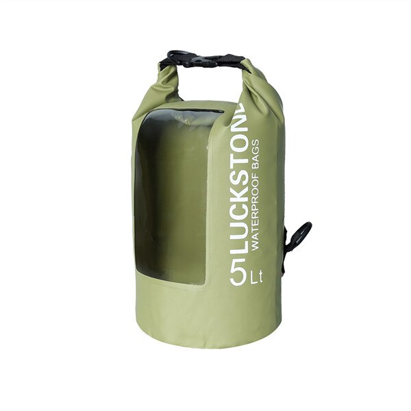 Luckstone Camping Hiking PVC Dry Bag Ocean Pack Waterproof Backpack Rafting Bag Waterproof Bag For Mobile Phone Dry Pack 5L: army green