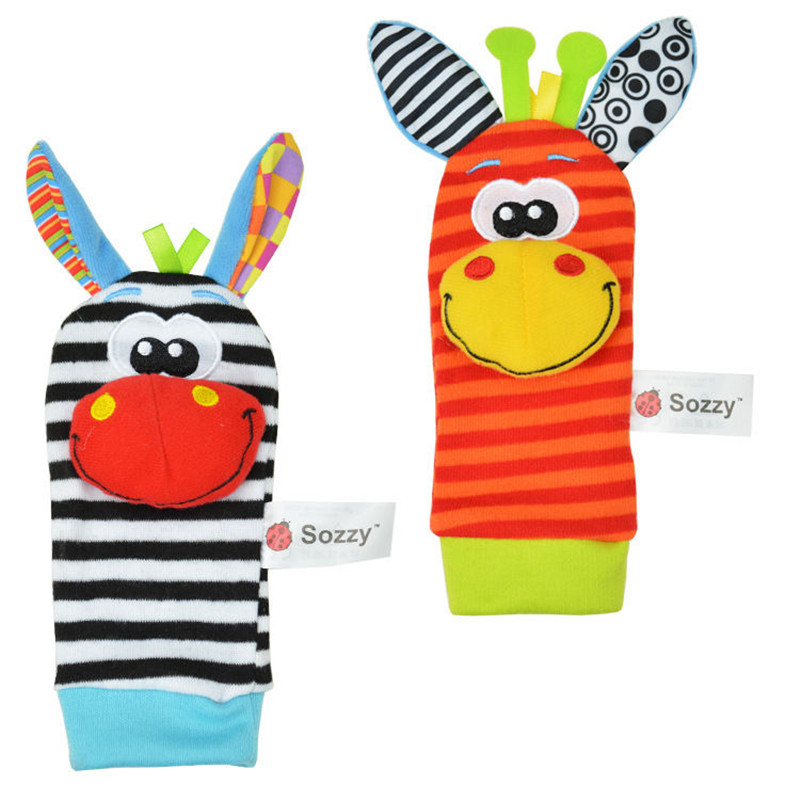 1 paar Baby Infant Weiche Rasseln Nette Baby Spielzeug Handgelenk Handbell Fuss-sucher Socken Entwicklungs spielzeug