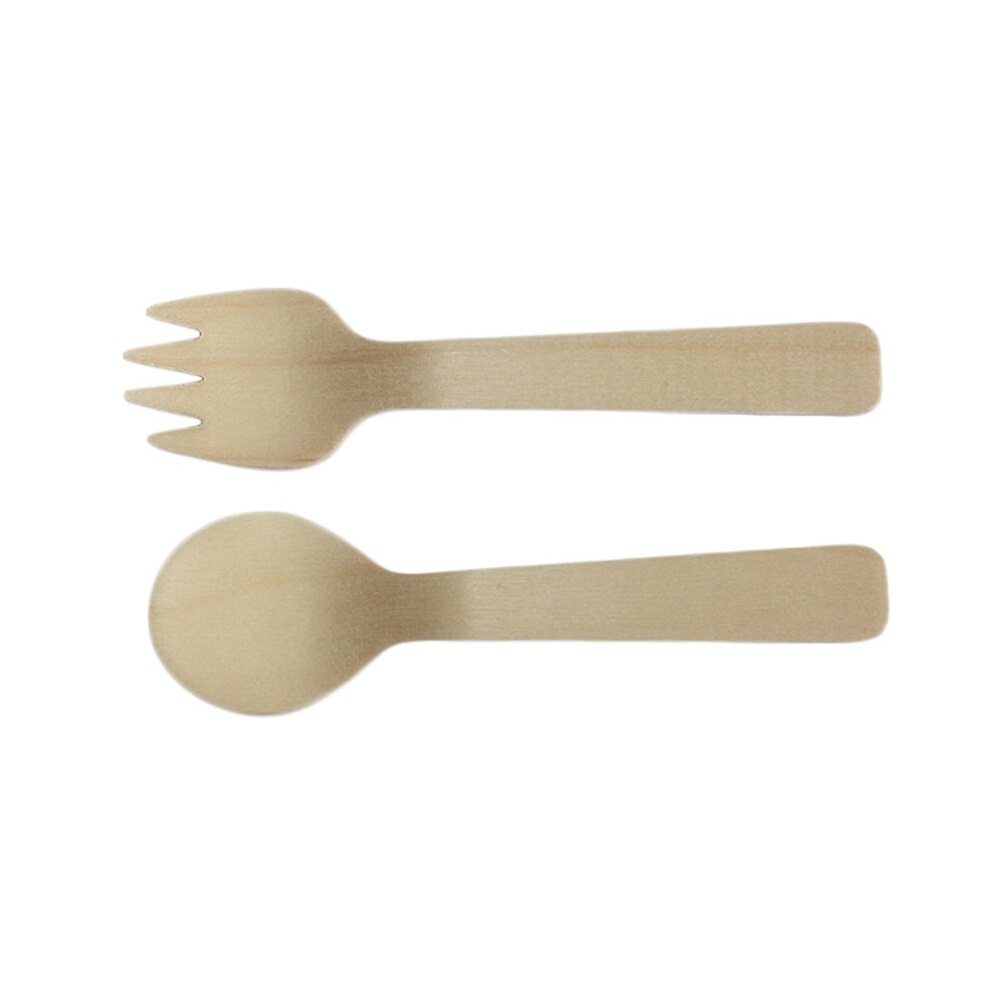 100 stuks Wegwerp Houten Vorken Hout Spork Servies Feestartikelen voor Cake Dessert Kaas