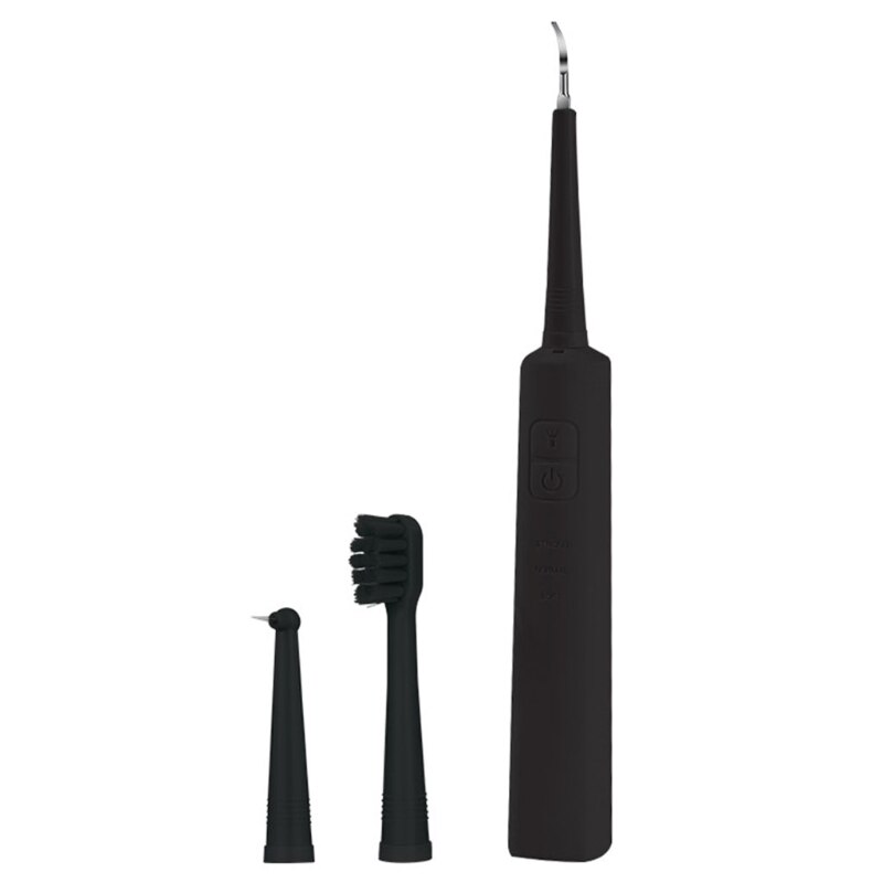 Dental Calculus Remover with 3 Replaceable Clean Heads Tartar Scraper for Teeth 3 Cleaning nodes Electric: Black