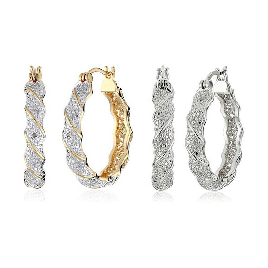 Koperen Twisted Grote Oorringen Verharde Zirkoon Strass Cirkel Ronde Oorbellen Vrouwen Loop Oorbellen Partij sieraden 2.7cm