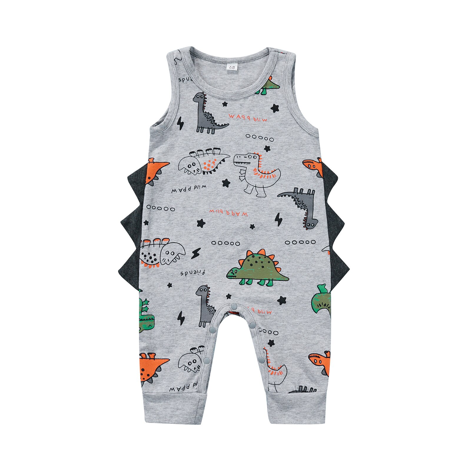 0-24m -jungen-dinosaurier-strampler, ärmelloser strampler mit Karikatur-tierprint, sommerbody: A / 6m