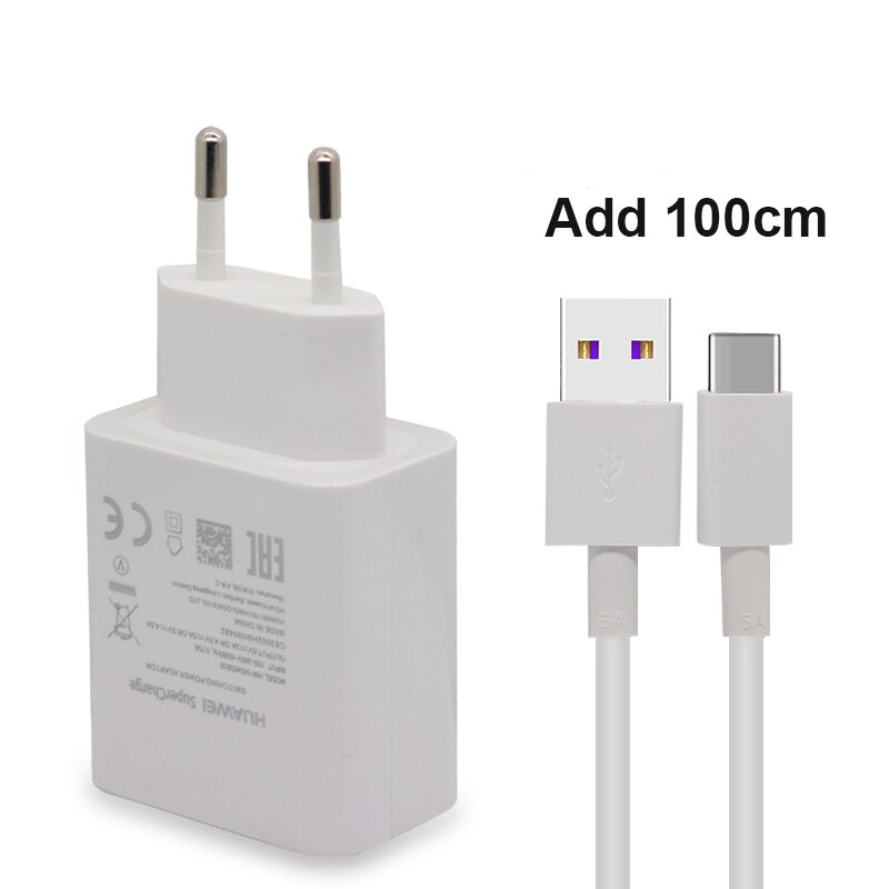 Originele Huawei Fast Charger 40W Supercharge Type C Kabel Voor Huawei P30 P40 P10 P20 Pro Lite Mate 9 10 Pro Mate 20 V20: EU Add 100cm Cable
