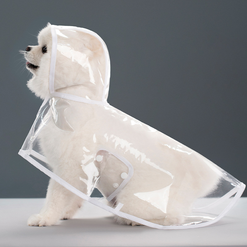 Pet Raincoat Puppy Dog Transparent Rainwear for Small Medium Large Dogs Puppy Rain Poncho Pet Supplies Dogs Waterproof Clothes: XL / WHITE