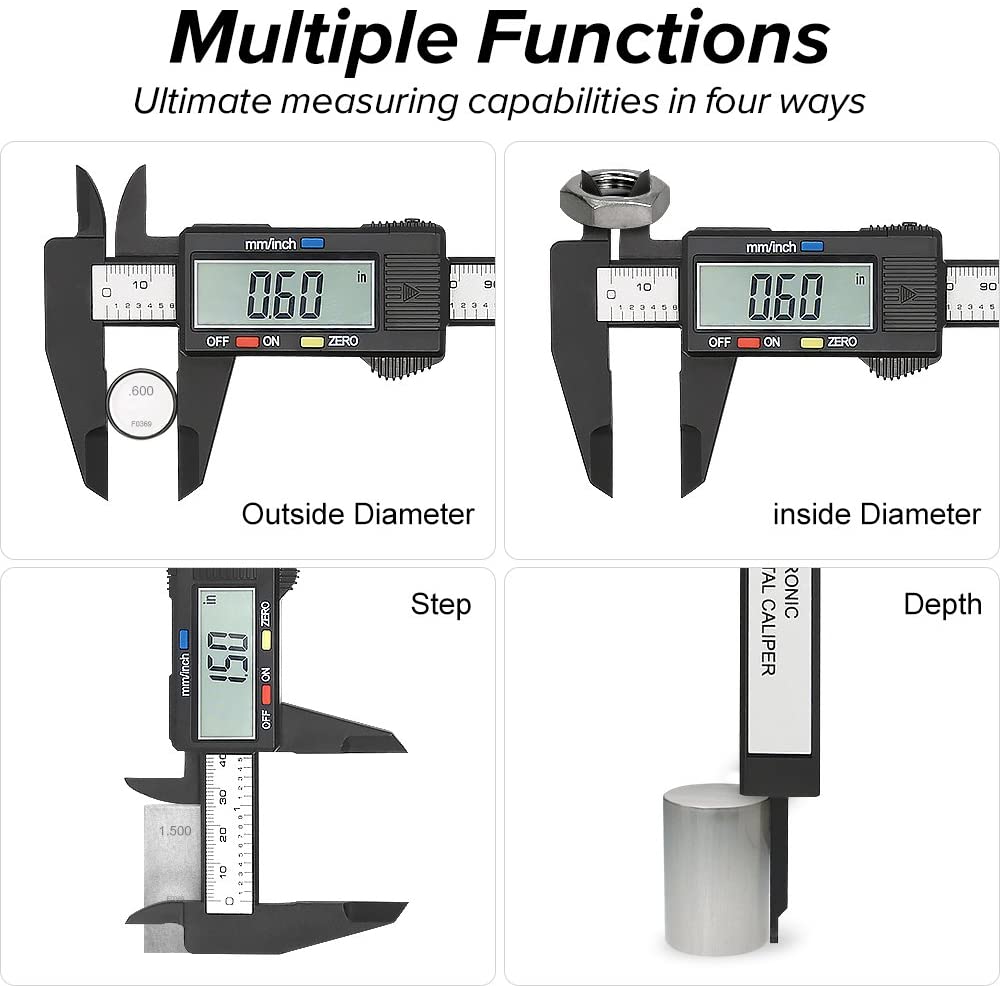 Digital Caliper 6 Inch Electronic Vernier Caliper with LCD Screen 0-6” Micrometer Caliper Measuring Tool Inch and Millimeter