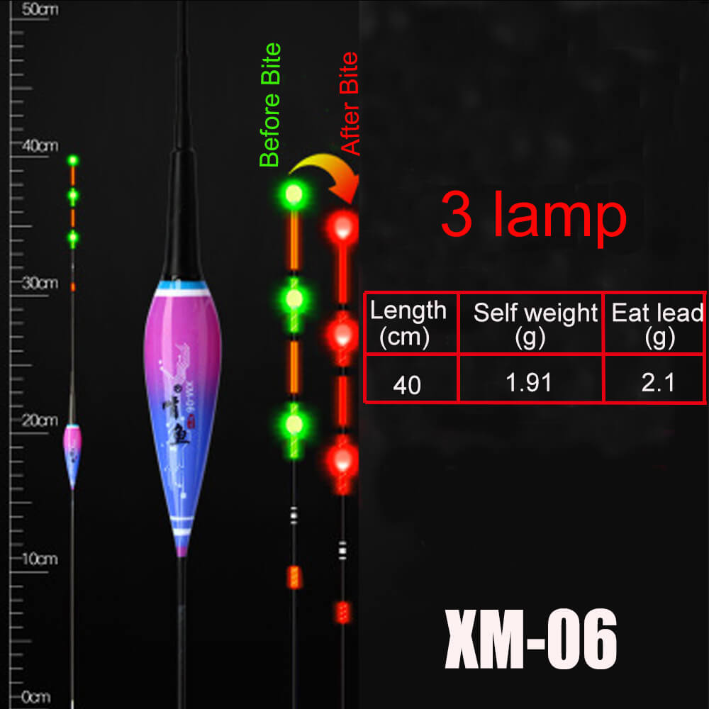 1pc slimme led-vislampen,  cr425 nachtvissers met zwaartekrachtsensor, kleurveranderende dobber, inclusief batterijstopper en accessoire: Xm -06