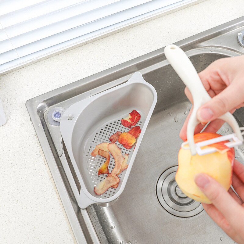 ventouse triangulaire évier crépine Drain étagère légumes/fruits/éponge/outil cuisine triangulaire évier filtre évier tamis