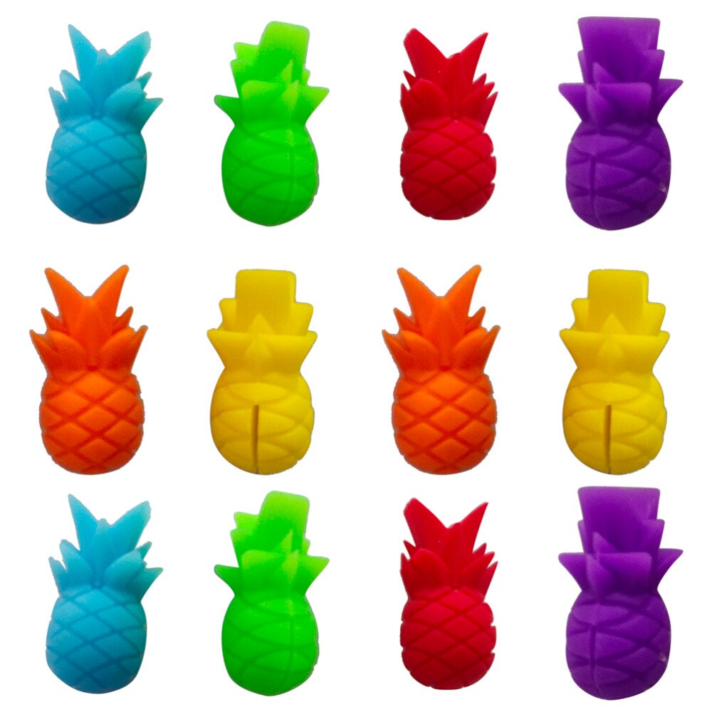 12Pcs Ananas Vorm Wijnglas Markers Siliconen Wijn Identifier Drinkbeker Sign (6 Kleuren): Size 1