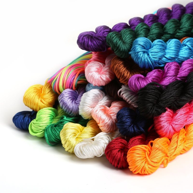 240 m/10 roll 1.0mm Nylon Koord Draad Chinese Knoop Macrame Rattail Willekeurige gemengde voor Mode Armband Gevlochten