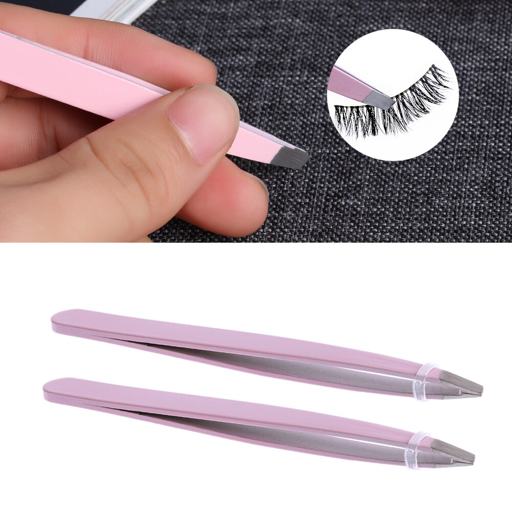 1 Pc Rvs Slant Tip Wenkbrauw Pincet Professionele Eye Brow Ontharing Cosmetica Wimper Extension Vrouwen Makeup Tools