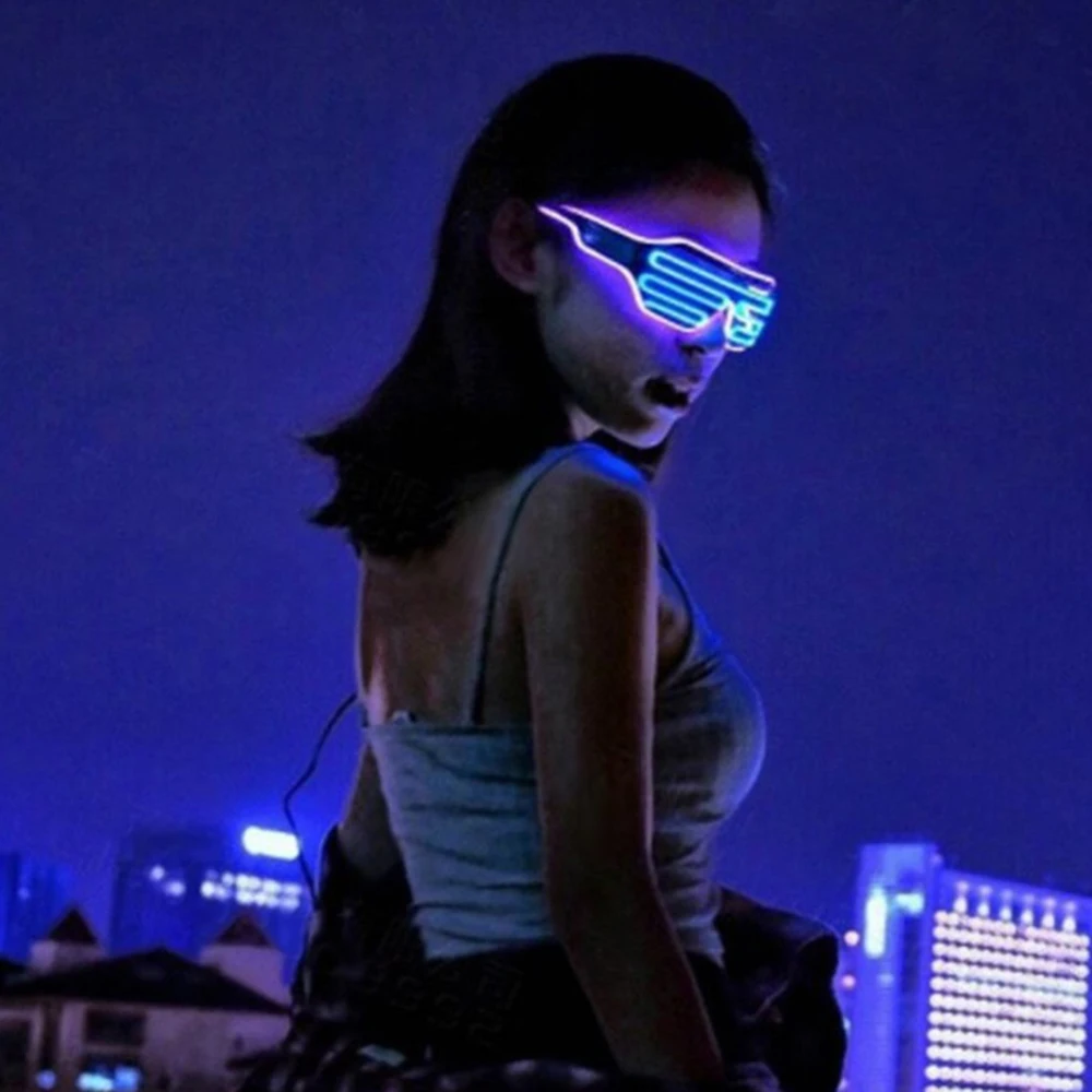 Gafas luminosas LED de neón para Navidad, decoraciones luminosas de Halloween, gafas con luz intermitente, accesorios de Cosplay, suministros para fiestas