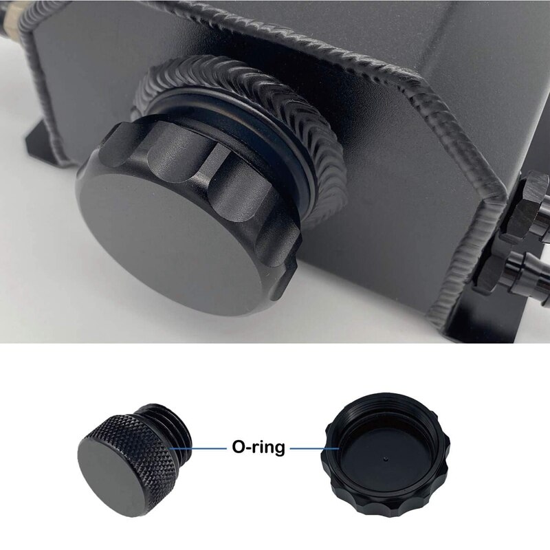 1L Black Aluminum Alloy Radiator Coolant Overflow Expansion Tank Recovery Water Tank Reservoir Universal