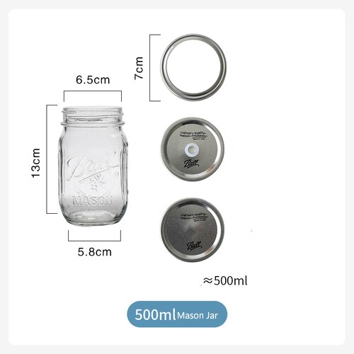 Mason Jar Glass Bottle with Lid Coffee Mug Fruit Saland Juice Sauce Camera Food Storage Container Sealed Tank Props Light Bottle: B / Straight Straw