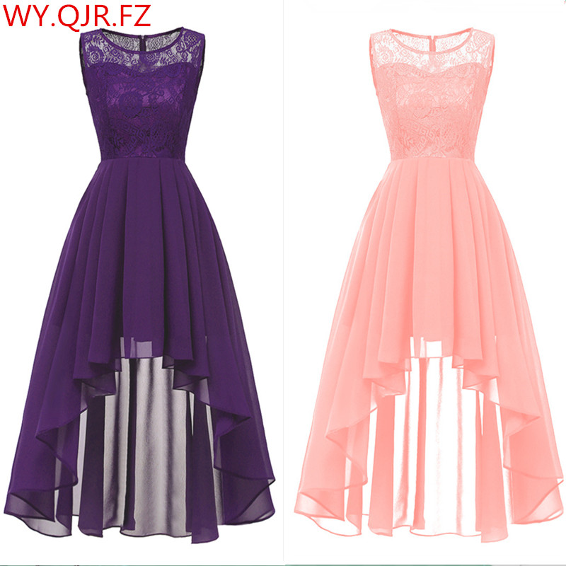 OML-536 # Sommer sexy Spitze Chiffon-violett Rosa Brautjungfer Kleider Kurze lange prom Party Kleid mädchen günstige frauen